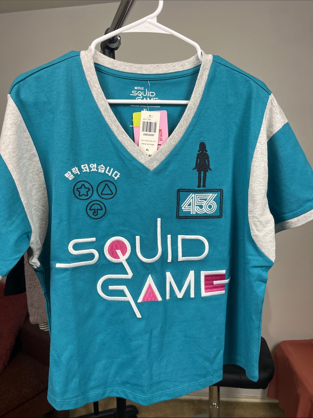 Netflix Squid Game Teal and Gray Crop Top